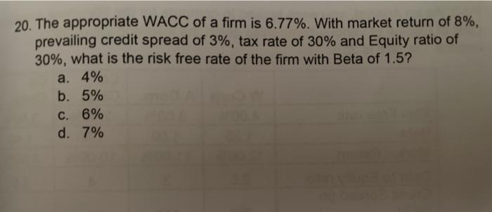 A firm has a wacc of 8.5 percent