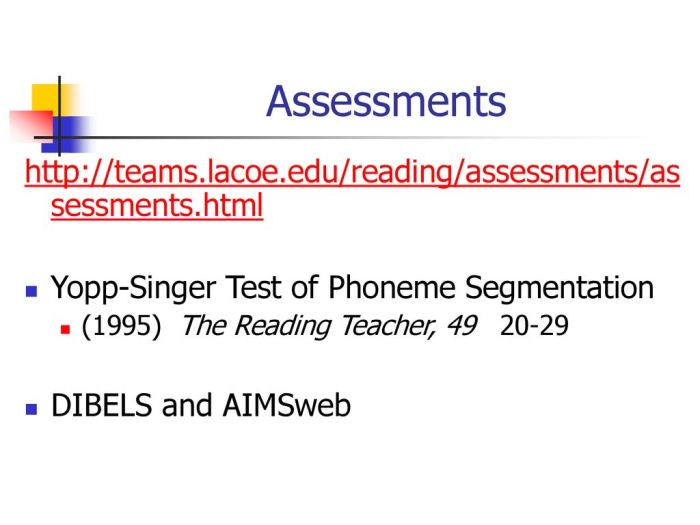 Yopp singer phoneme segmentation test