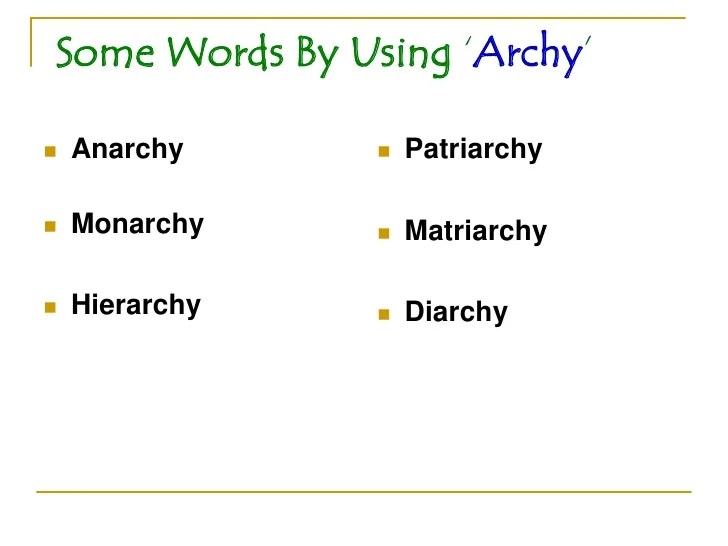 Words that end with archy