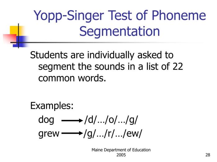 Yopp singer phoneme segmentation test